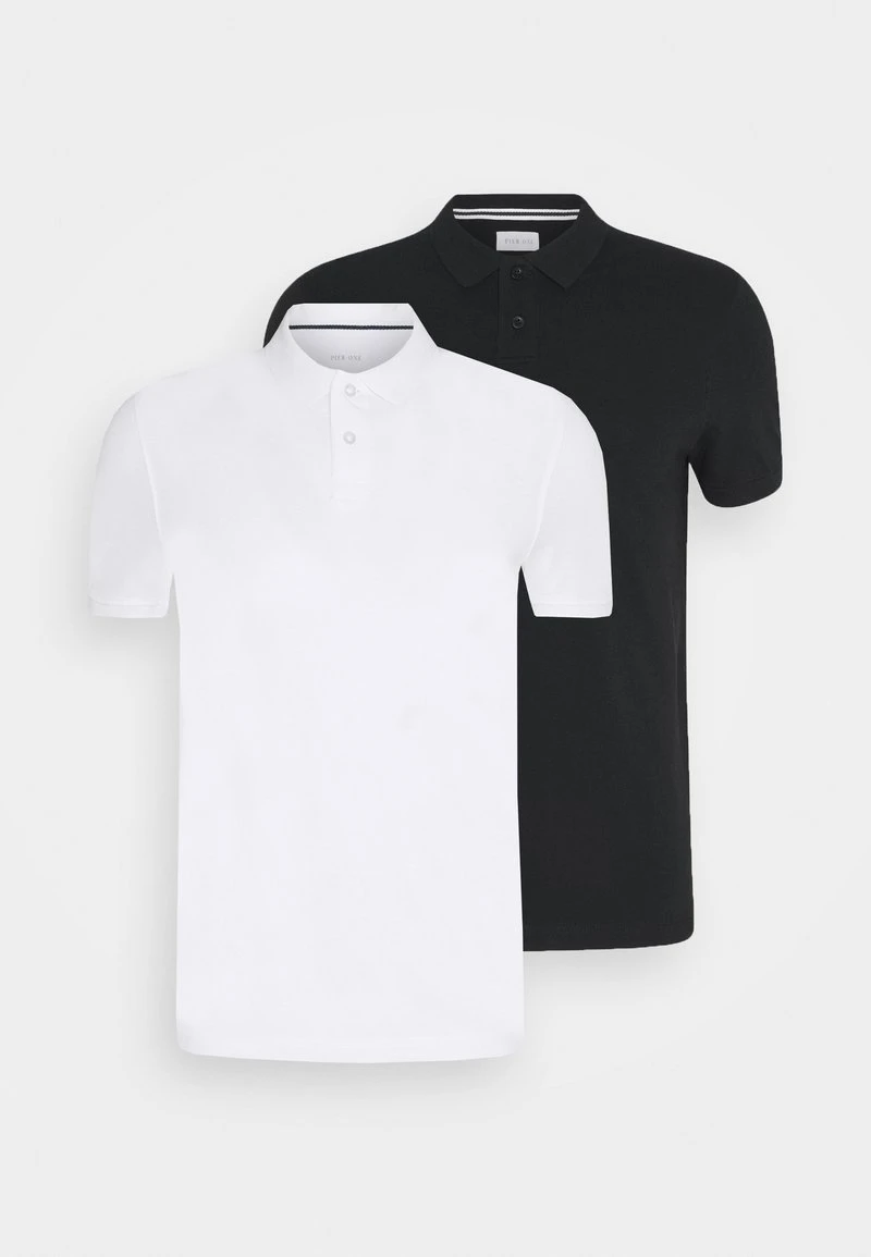 Pier One 2 PACK - Poloshirt - White/black 3 Pier One 2 PACK - Poloshirt - White/black