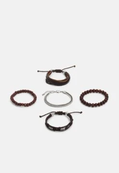 Pier One 5PACK - Armband - Brown, Silver-coloured -Pier One 78101c85fdfe4c56bc39b936707e5c84 1